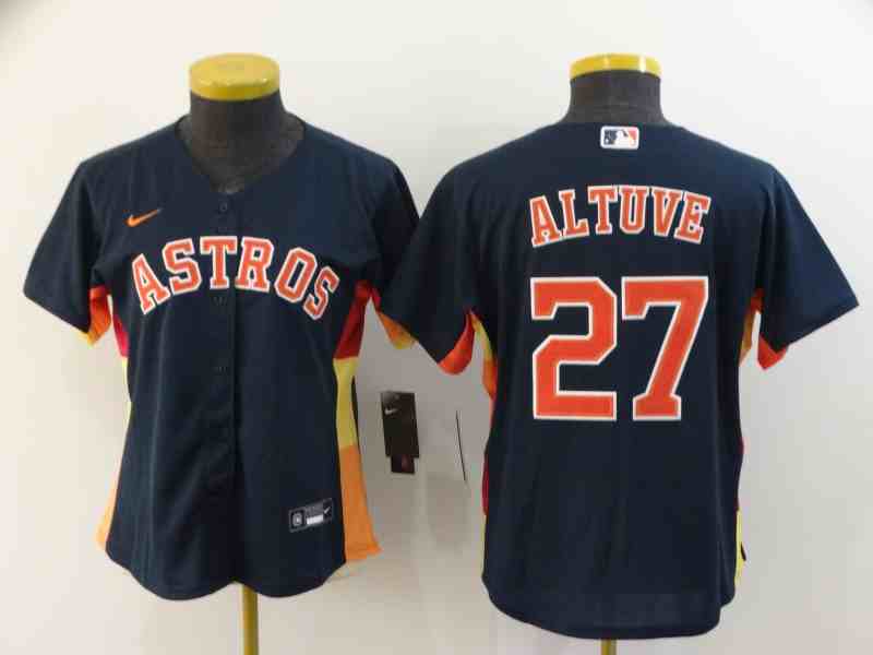 Women's Houston Astros #27 Jose Altuve Navy Women 2020 Nike Cool Base Jersey