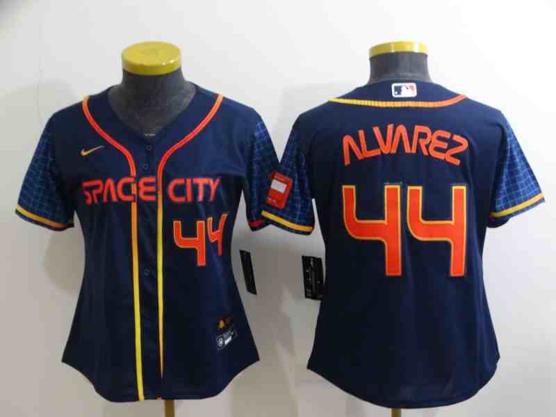 Women's Houston Astros #44 Yordan Alvarez Navy Blue City Connect Cool Base Stitched Jersey 1