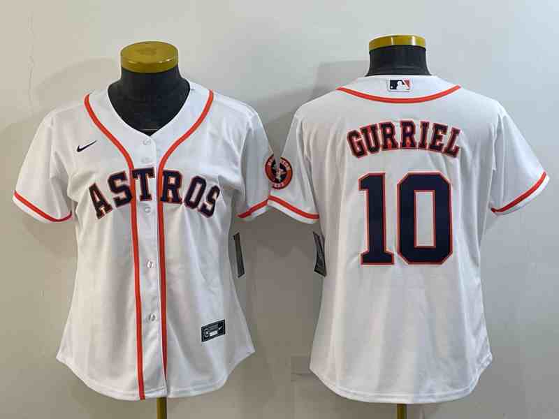 Women's Houston Astros #10 Yuli Gurriel White Stitched MLB Cool Base Nike Jersey