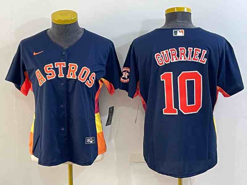 Women's Houston Astros #10 Yuli Gurriel Navy Blue Stitched MLB Cool Base Nike Jersey