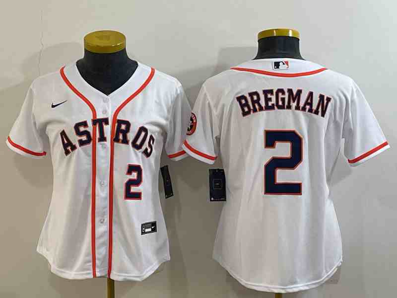 Women's Houston Astros #2 Alex Bregman White Stitched MLB Cool Base MLB Jersey1