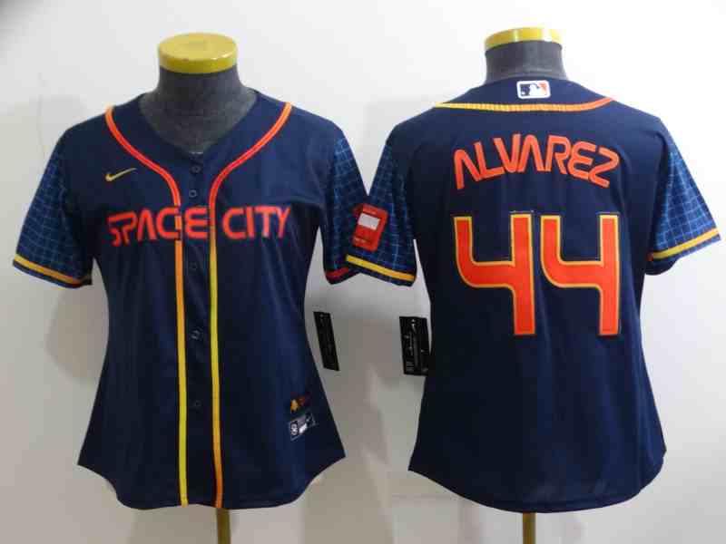 Women's Houston Astros #44 Yordan Alvarez Navy Blue City Connect Cool Base Stitched Jersey