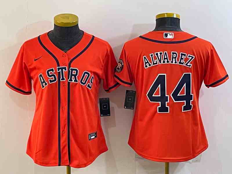 Women's Houston Astros #44 Yordan Alvarez Orange Stitched MLB Cool Base Nike Jersey