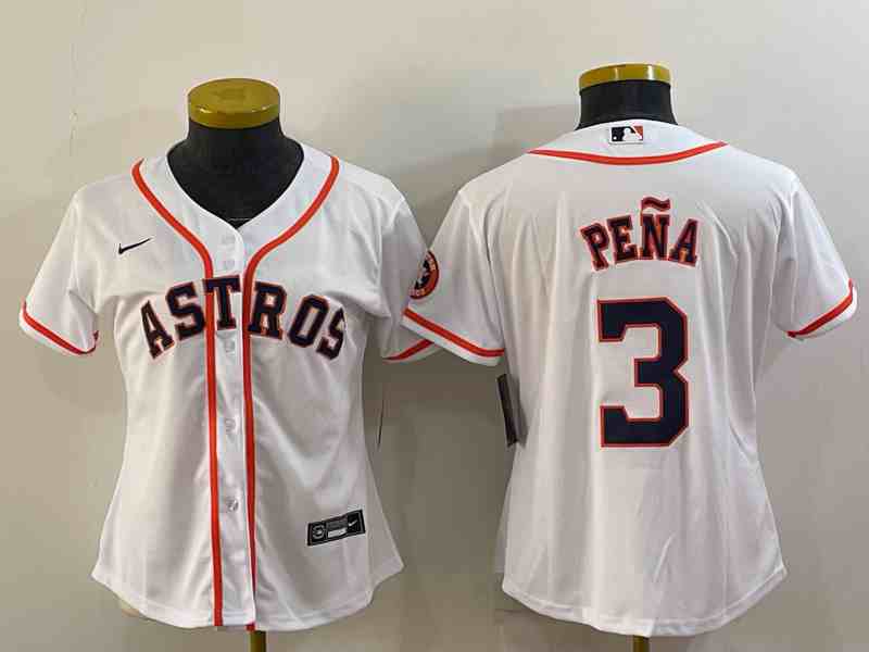 Women's Houston Astros #3 Jeremy Pena White Stitched MLB Cool Base MLB Jersey