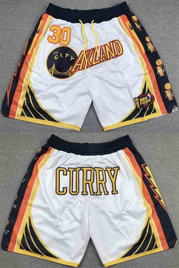 Men's Golden State Warriors #30 Stephen Curry White Shorts(Run Small)