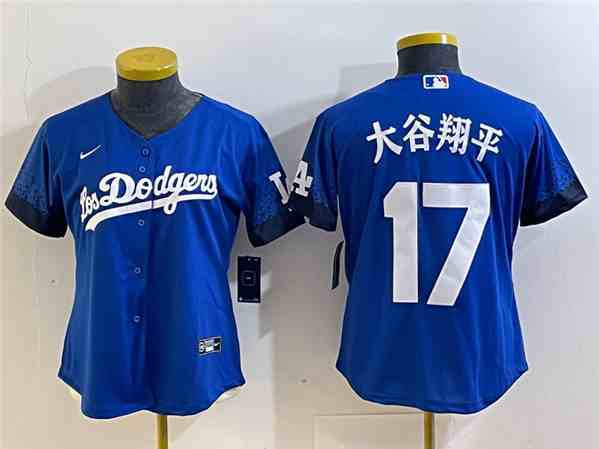 Women's Los Angeles Dodgers #17 大谷翔平 Royal City Connect Stitched Baseball Jersey