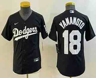 Women's Los Angeles Dodgers #18 Yoshinobu Yamamoto Black Turn Back The Clock Stitched Cool Base Jersey3