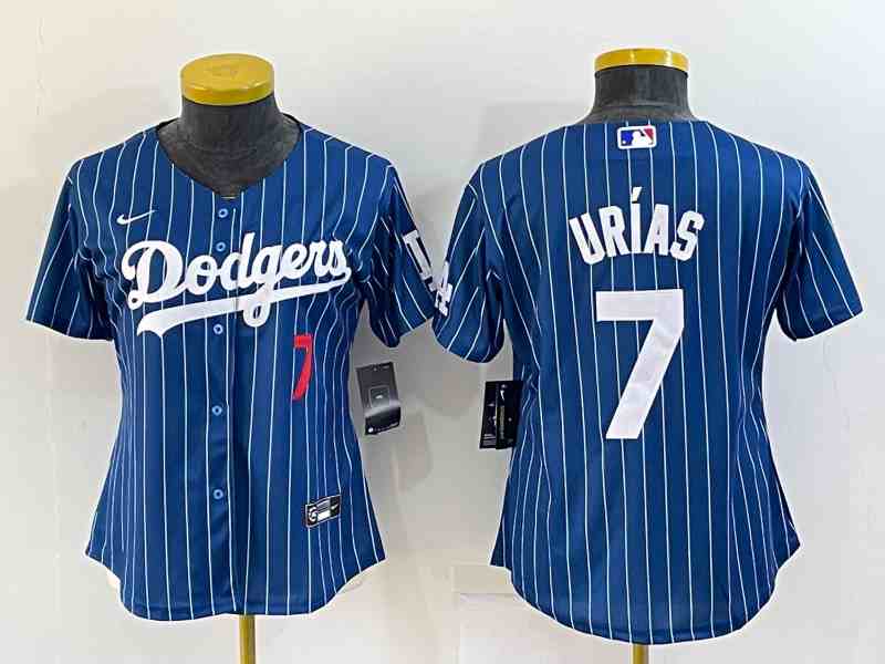 Women's Los Angeles Dodgers #7 Julio Urias NavyGold Stitched Baseball Jersey