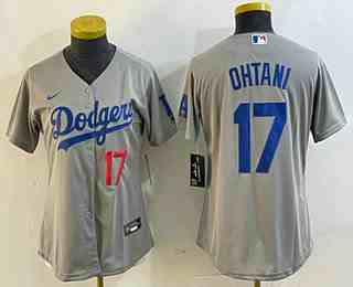 Youth Los Angeles Dodgers #17 Shohei Ohtani Number Grey Cool Base Stitched Jersey