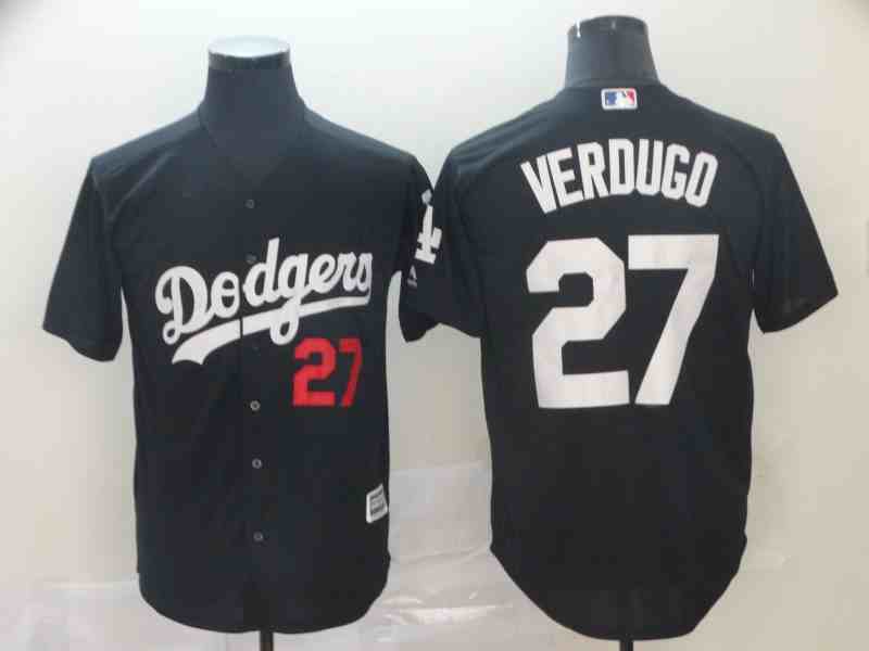 Men's Los Angeles Dodgers #27 Alex Verdugo Black Turn Back The Clock Cool Base Jersey