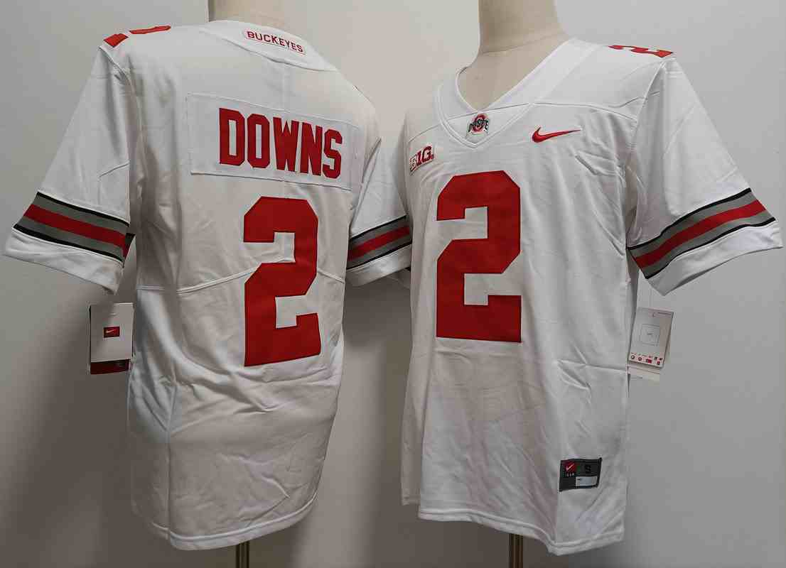 Men's Ohio State Buckeyes #2  Caleb Downs White 2023 F.U.S.E. Limited Stitched Jersey