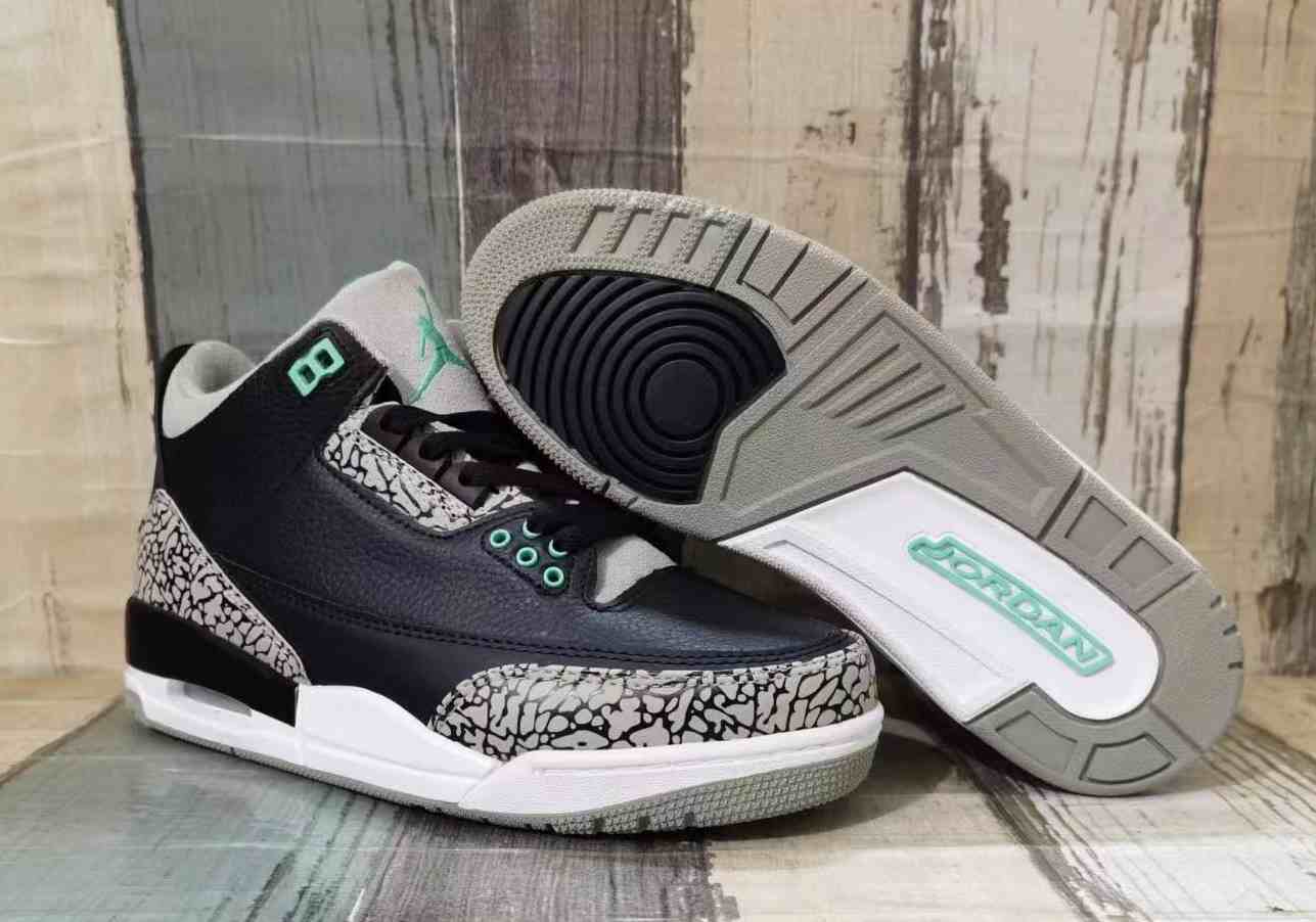 Air Jordan 3 Black light green us7-us13 Men's shoes