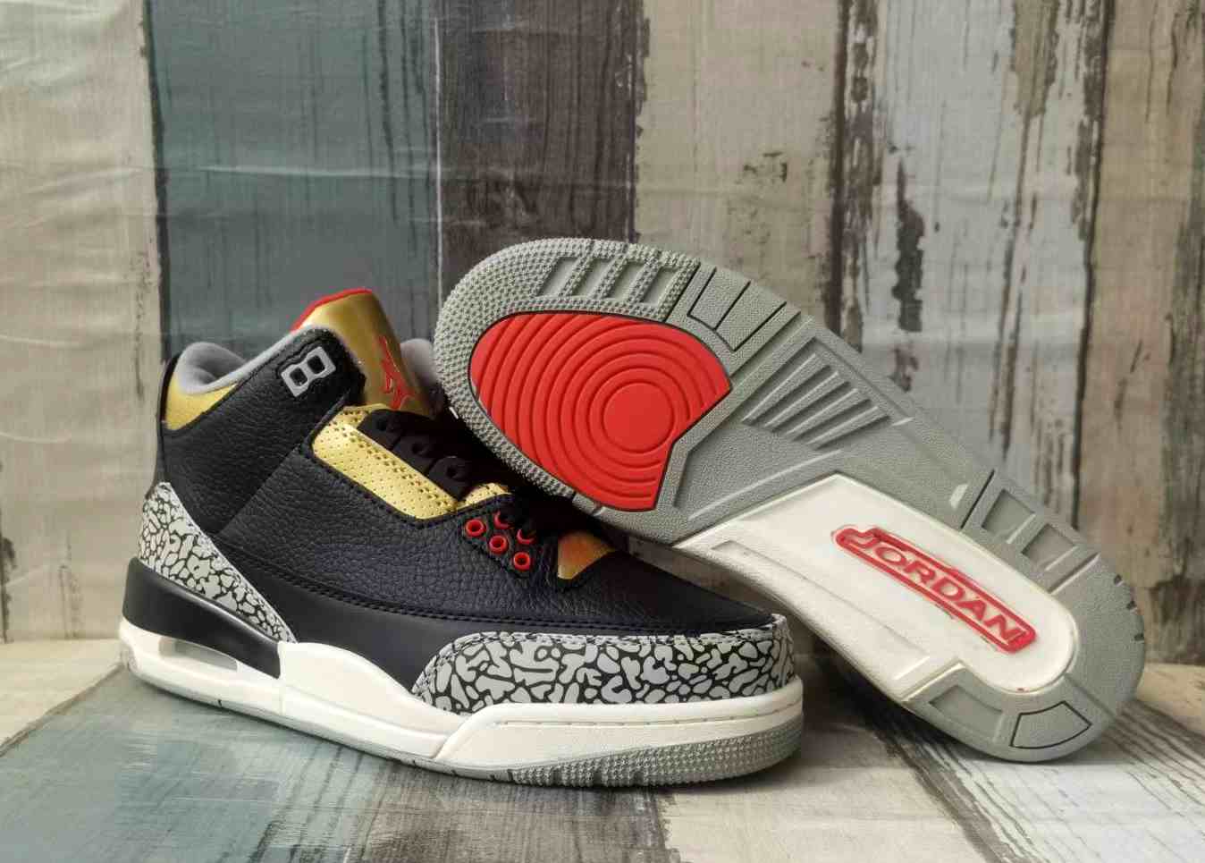 Air Jordan 3 Black Golden us7-us13 Men's shoes