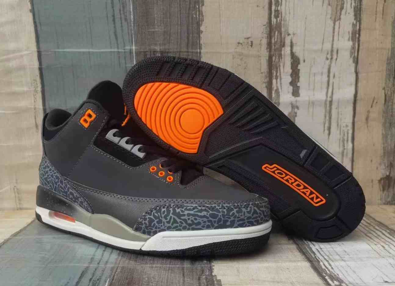 Air Jordan 3  Grey orange red us7-us13 Men's shoes