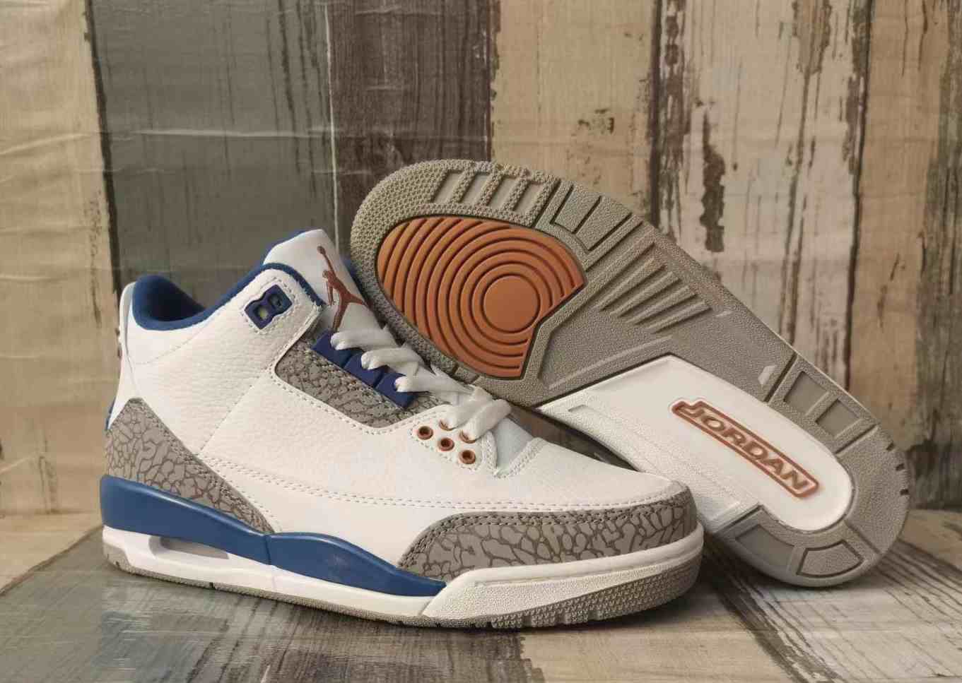 Air Jordan 3 White Blue US5.5-US8 Women's Shoes (5)