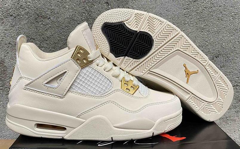 Air Jordan 4  White Cat Electroplated Gold us5.5-us13 Women's shoes