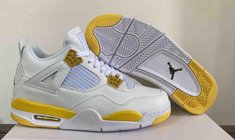 Air Jordan 4  White Yellow us5.5-us13 Women's shoes