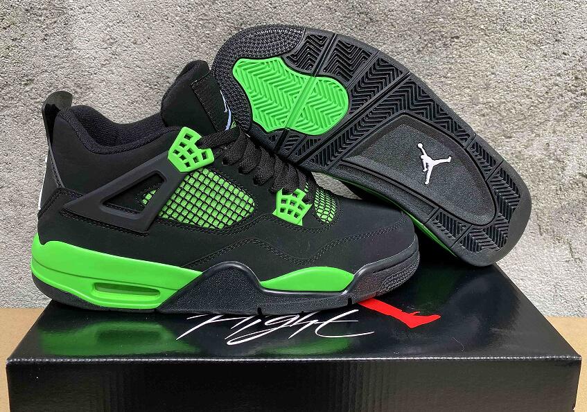 Air Jordan 4  Black  Fluorescent green us5.5-us13 Women's  shoes