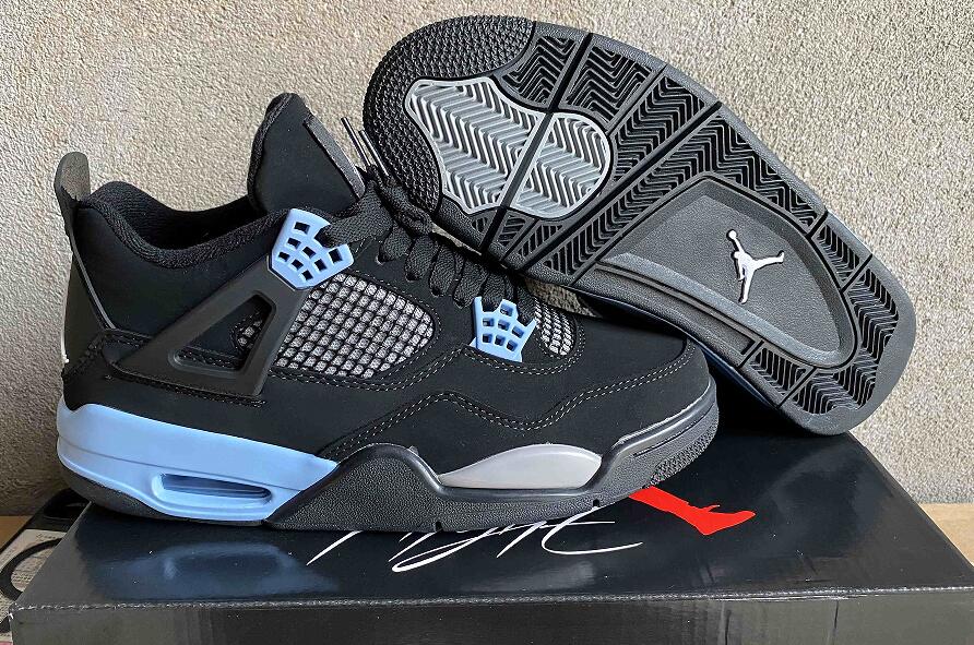 Air Jordan 4  Black Grey blue  us5.5-us13 Women's shoes