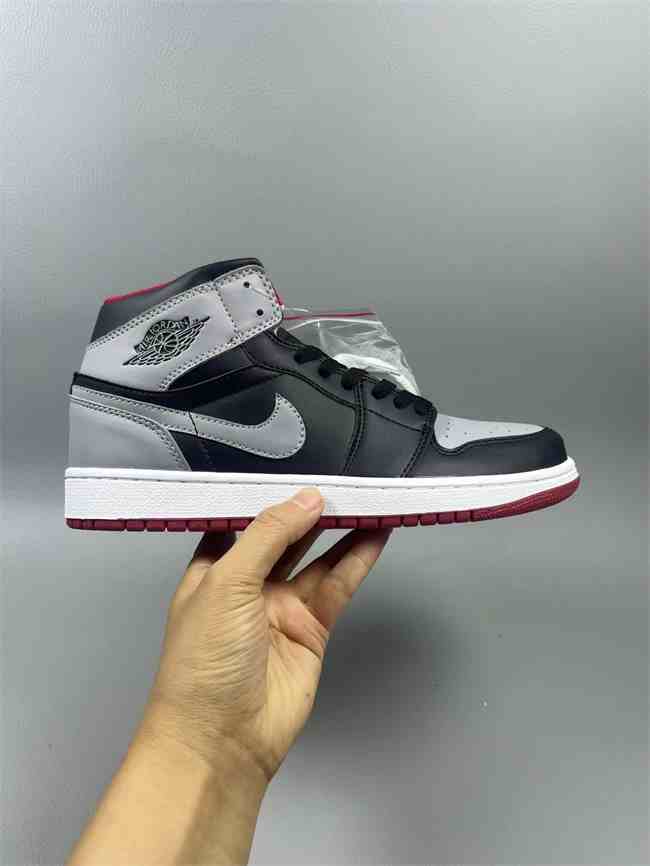 Men's Running Weapon Air Jordan 1 Black Grey Shoes 0612