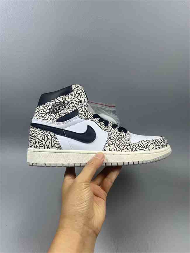 Men's Running Weapon Air Jordan 1 Black White Shoes 0616