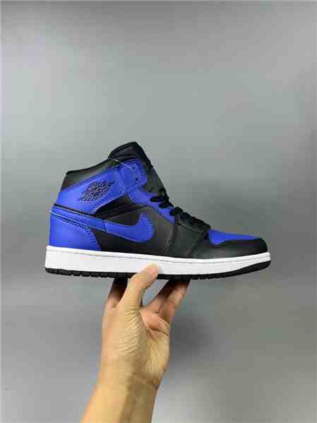 Women's Running Weapon Air Jordan 1 Blue Black Shoes 411