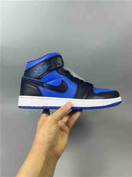 Women's Running Weapon Air Jordan 1 Blue Black Shoes 435