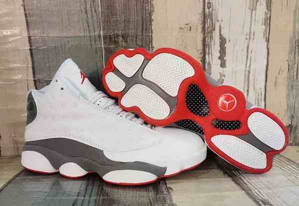 Women's Running Weapon Air Jordan 13 White Red Gray Shoes 021