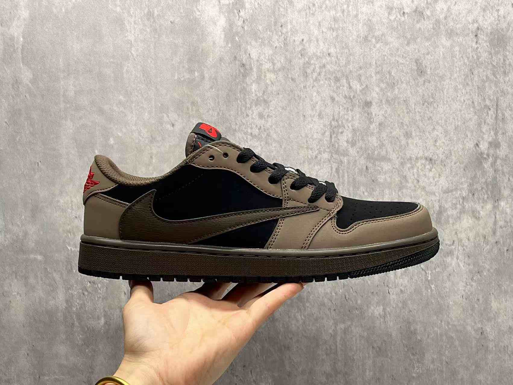 Men's Running Low  Air Jordan 1 Black Brown Oes 0576