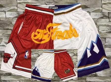 Men's Chicago Bulls Utah Jazz Red White 1997 Finals Laser Printing Shorts