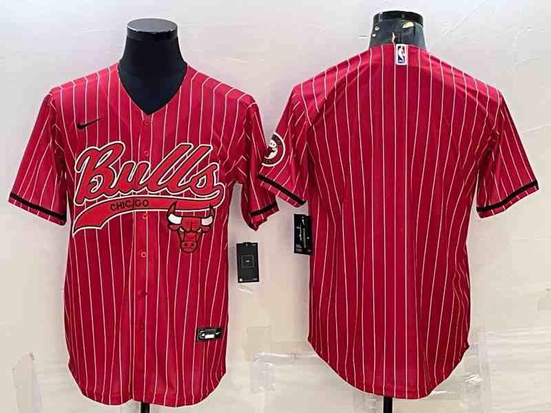 Men's Chicago Bulls Blank Red button jersey