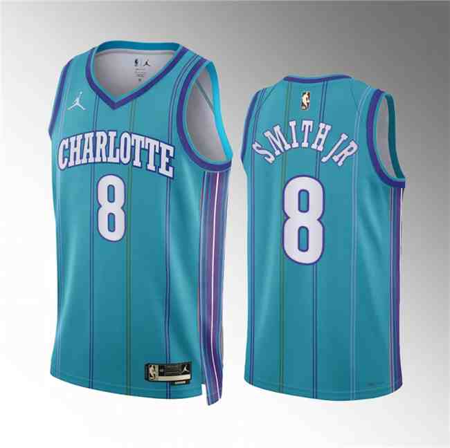 Men's Charlotte Hornets #8 Nick Smith Jr. Teal 2024 Classic Edition Stitched Basketball Jersey