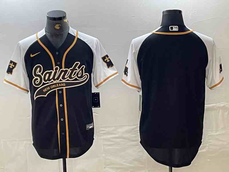 Men's New Orleans Saints Blank Black White 1987 Legacy Cool Base Stitched Button Jersey