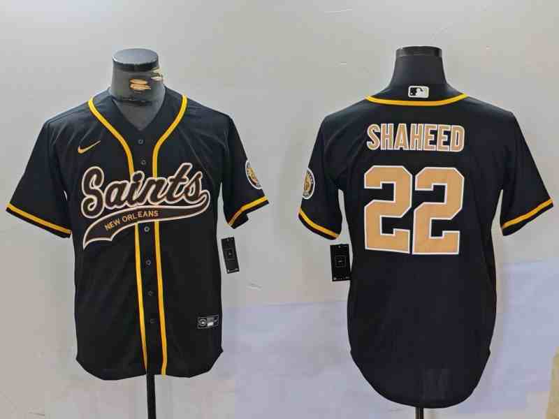 Men's New Orleans Saints #22 Rashid Shaheed Black Cool Base Stitched Button Jersey
