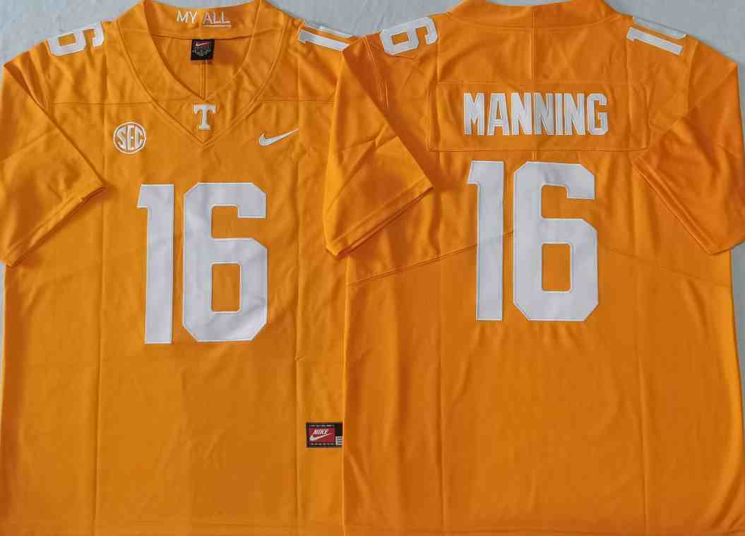 Men's Tennessee Volunteers Orange #16 Peyton MANNING Stitched Jersey