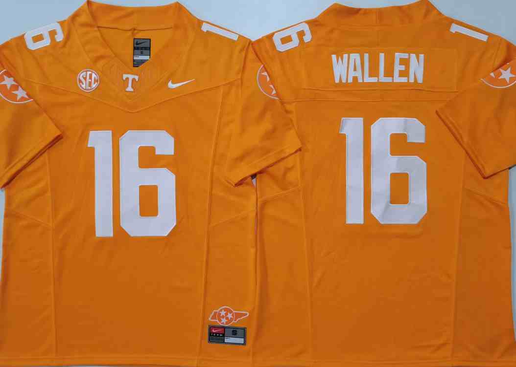 Men's Tennessee Volunteers Orange #16 Morgan WALLEN F.U.S.E Stitched Jersey