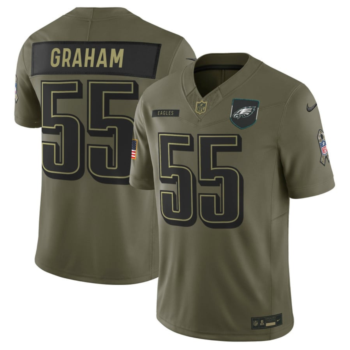 Men's Philadelphia Eagles #55 Brandon Graham Olive 2025 F.U.S.E. Salute To Service Limited Stitched Football Jersey