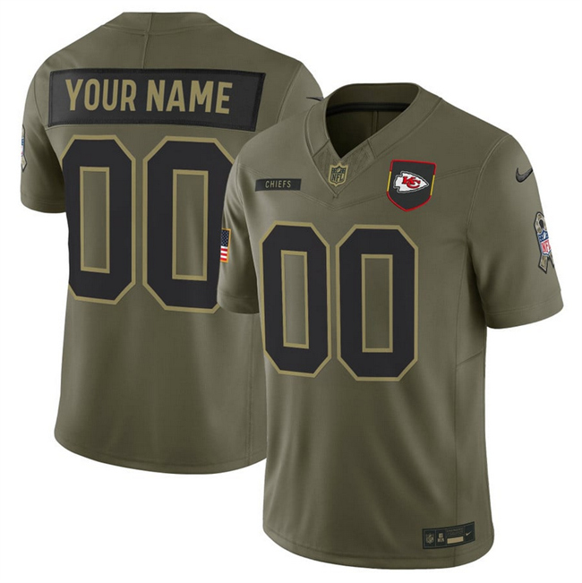 Men's Kansas City Chiefs Active Player Custom Olive 2025 F.U.S.E. Salute To Service Limited Stitched Football Jersey