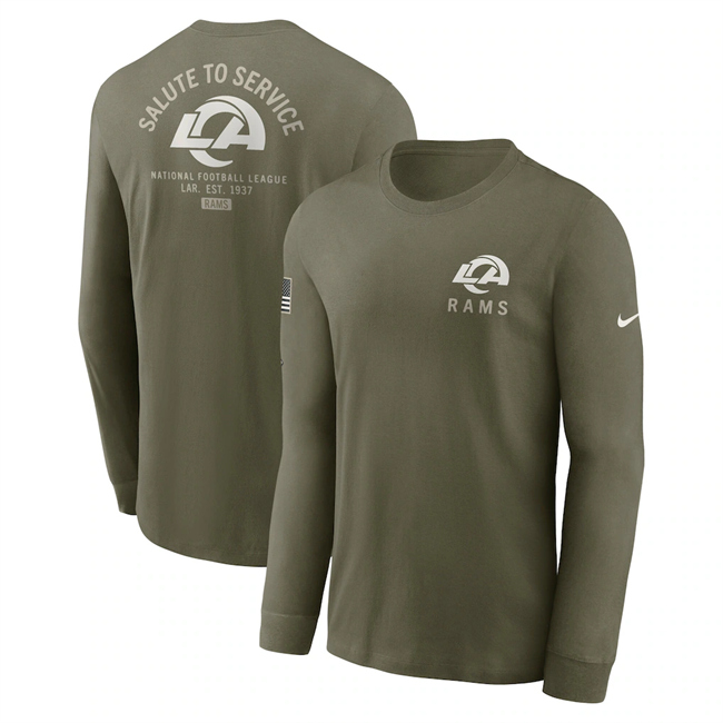 Men's Los Angeles Rams Olive 2025 Salute To Service Sideline Long Sleeve T-Shirt