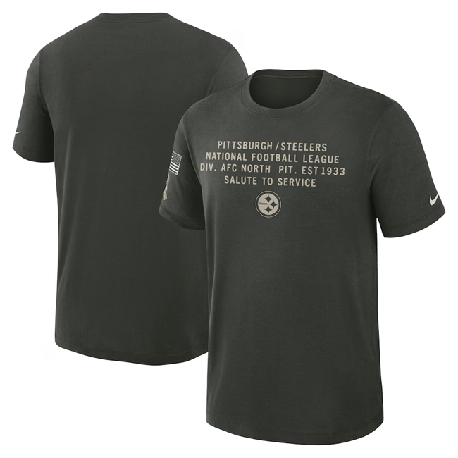 Men's Pittsburgh Steelers Dark Green 2025 Salute To Service Sideline Slub Dri-FIT T-Shirt