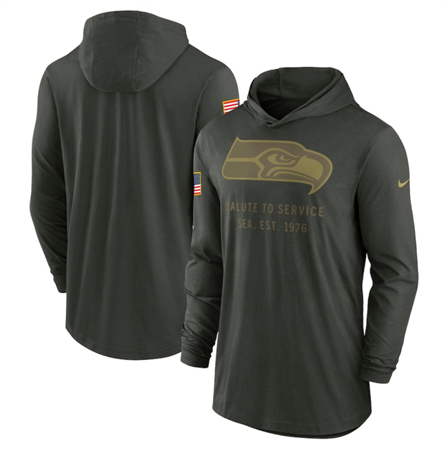 Men's Seattle Seahawks Forest Green 2025 Salute To Service Sideline Dri-FIT Lightweight Pullover Hoodie
