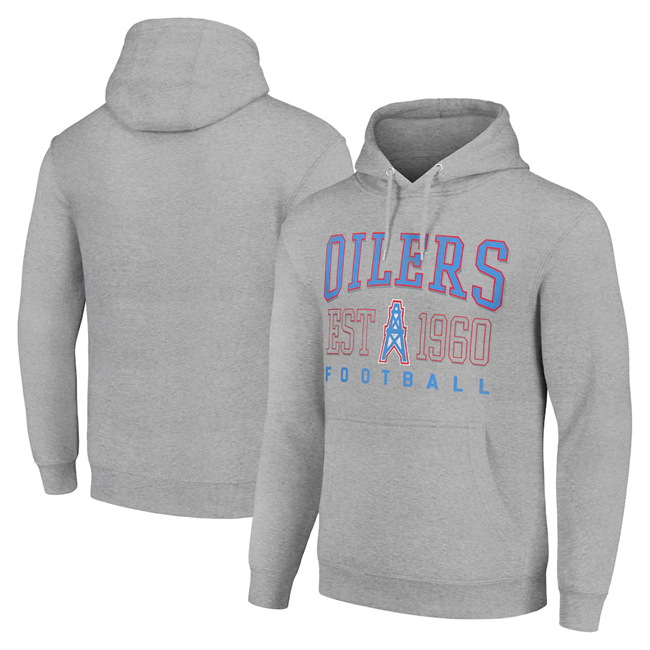 Men's Tennessee Titans Grey Throwback Logo Pullover Hoodie