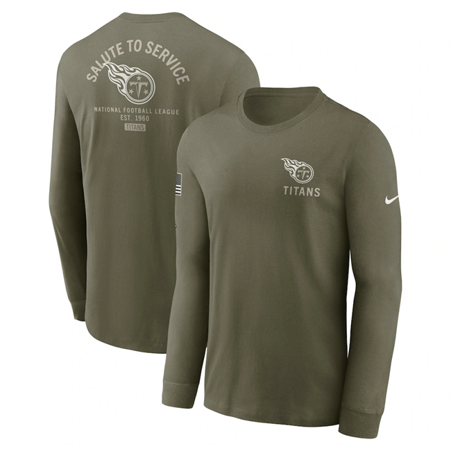 Men's Tennessee Titans Olive 2025 Salute To Service Sideline Long Sleeve T-Shirt