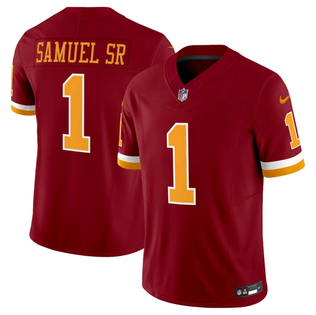 Men's Washington Commanders #1 Deebo Samuel Sr. Burgundy 2025 F.U.S.E. Throwback Limited Stitched Football Jersey