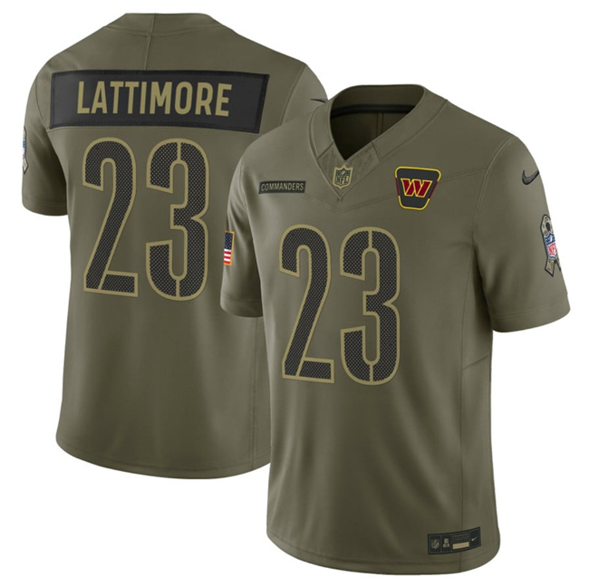 Men's Washington Commanders #23 Marshon Lattimore Olive 2025 F.U.S.E. Salute To Service Limited Stitched Football Jersey