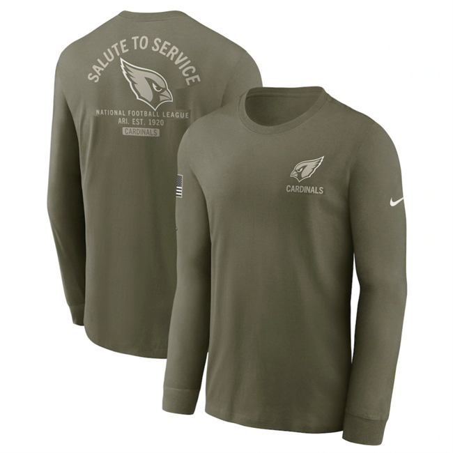 Men's Arizona Cardinals Olive 2025 Salute To Service Sideline Long Sleeve T-Shirt