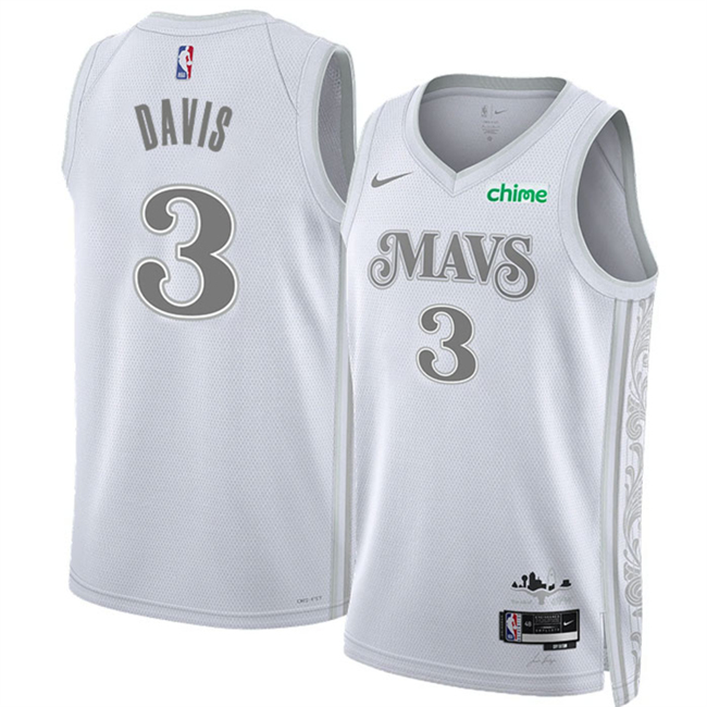 Men's Dallas Mavericks #3 Anthony Davis White 2025 City Edition Stitched Basketball Jersey
