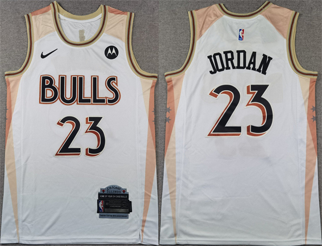 Men's Chicago Bulls #23 Michael Jordan White 2025 City Edition Stitched Basketball Jersey