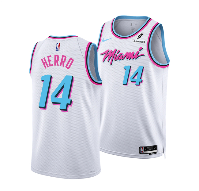 Men's Miami Heat #14 Tyler Herro White 2025 City Edition Stitched Basketball Jersey