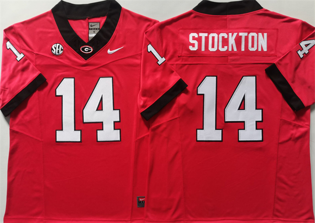 Men's Georgia Bulldogs #14 Gunner Stockton Red 2024 F.U.S.E. Stitched Jersey
